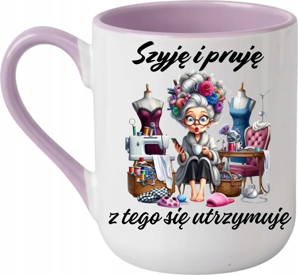 Bögre „Varom és préselem” kétoldalas 330 coffee lila