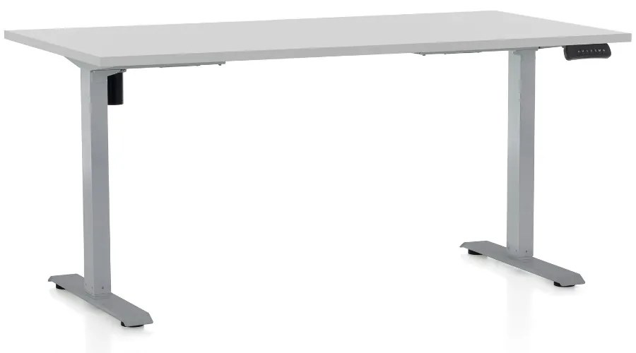 Állítható magasságú asztal OfficeTech B, 160 x 80 cm, szürke alap, világos szürke