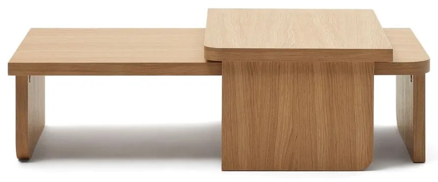 Natúr színű dohányzóasztal szett tölgyfa dekorral 2 db-os Oaq – Kave Home