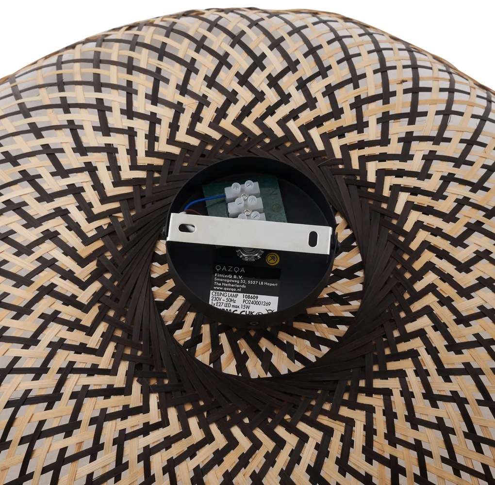 Art Deco mennyezeti lámpa fekete bambusz 60 cm - Alka