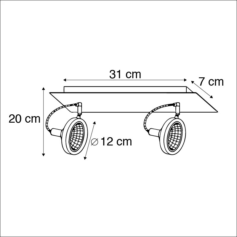Design spotlámpa fekete 2-lámpás állítható - Nox