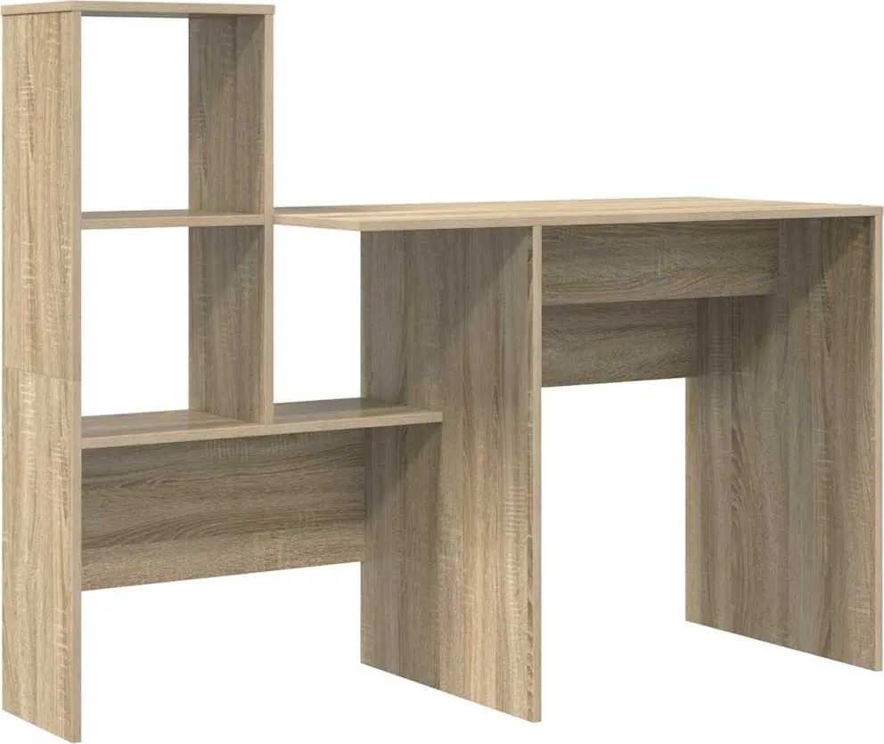 vidaXL Asztal polcokkal Sonoma tölgy 131,5 x 50 x 106,5 cm Faanyag