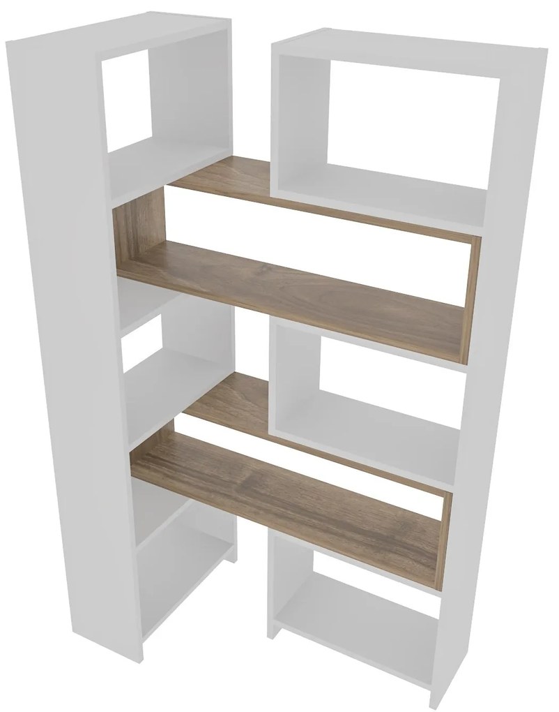 könyvespolc Poyraz - White, Walnut