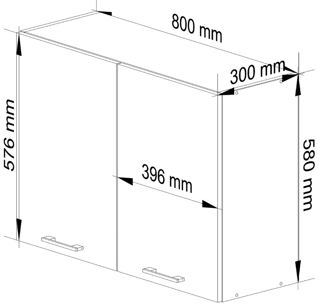 Felső konyhaszekrény Organo W1 80 (fehér + grafit). 1117529