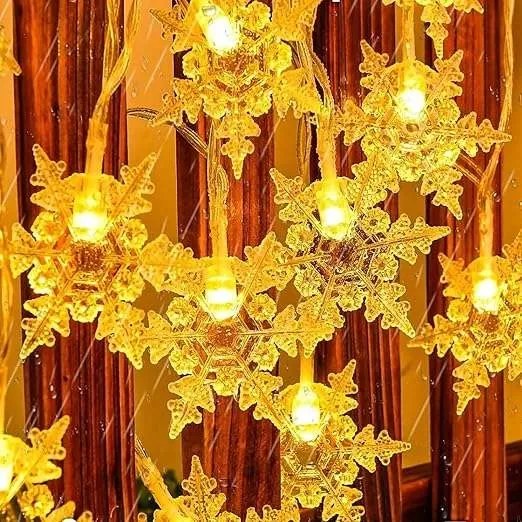 Karácsonyfa lámpák Karácsonyi hópehely mintás 3m 20 Led Meleg fehér