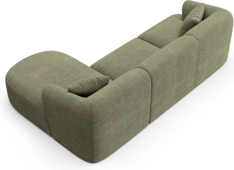 Zöld kordbársony sarokkanapé (jobb oldali-heverő résszel) Campi – Cosmopolitan Design