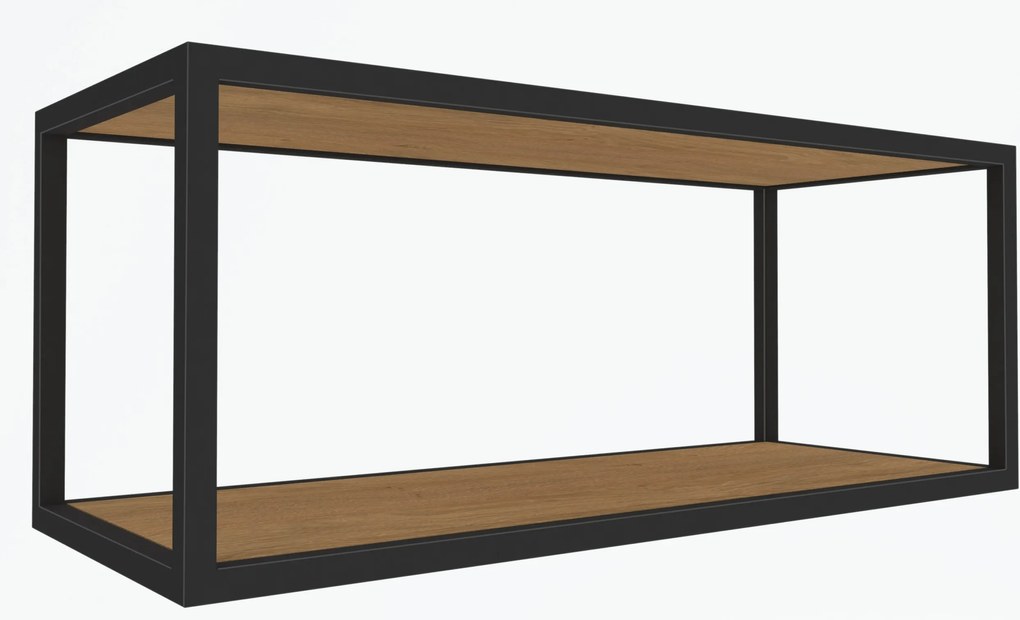Akasztós polc fém fali fekete Loft 90 cm