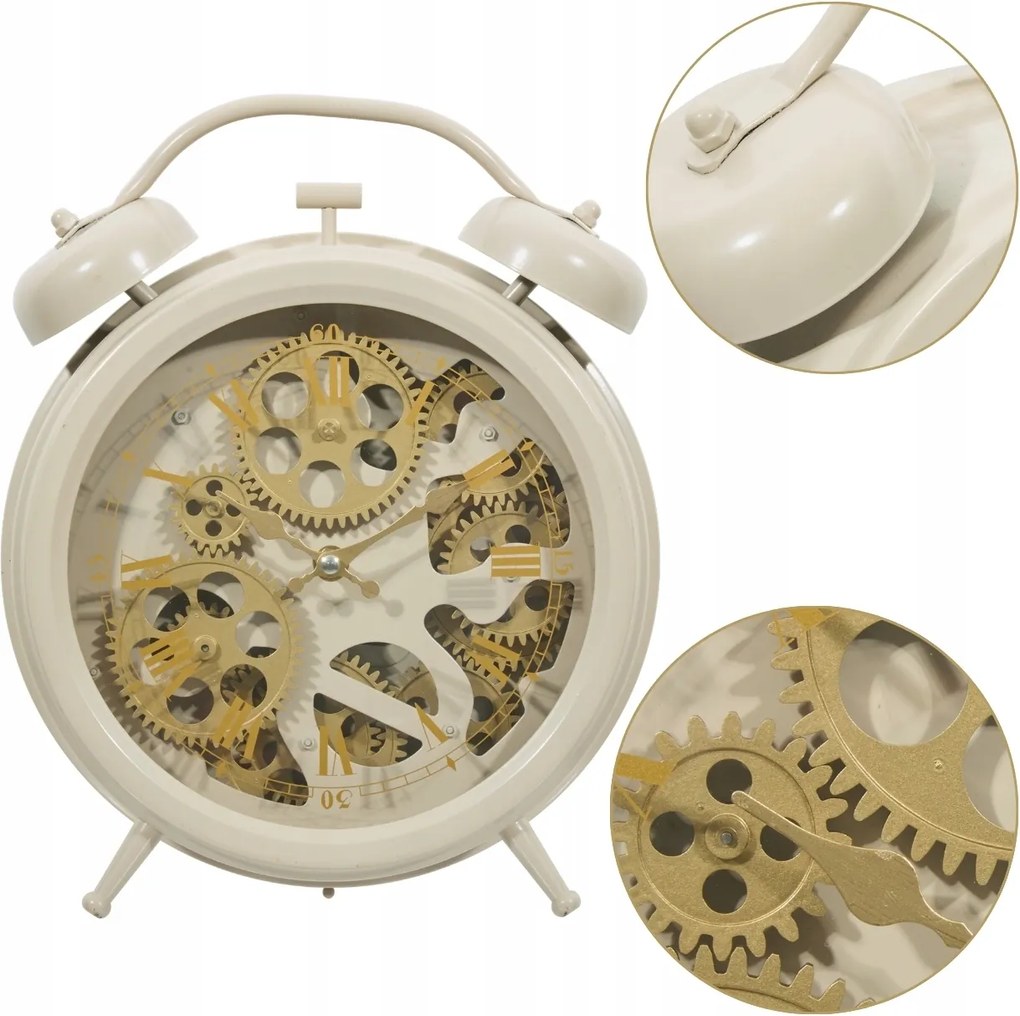 Nagy asztali óra 26 cm Homok Bézs számlap álló hálószoba ébresztőóra