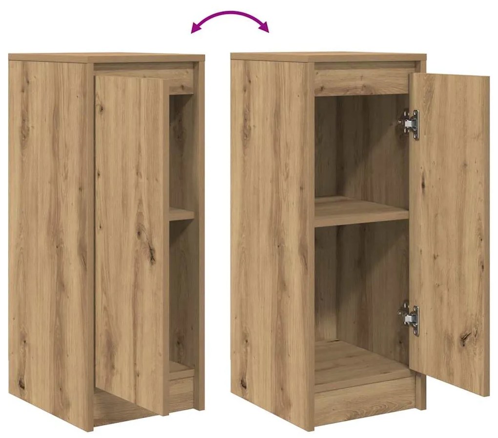 kézműves tölgy színű szerelt fa tálalószekrény 29,5x34x76 cm