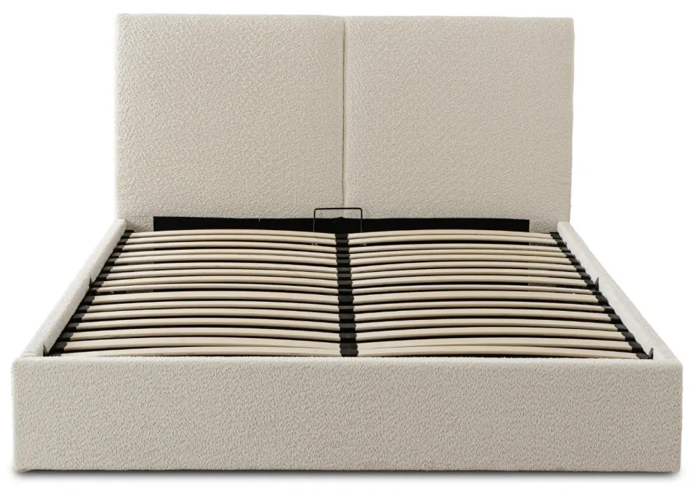 Franciaágy Krém Bouclé Kárpittal. Ágyneműtartóval. 180x200 cm. MARSYLIA