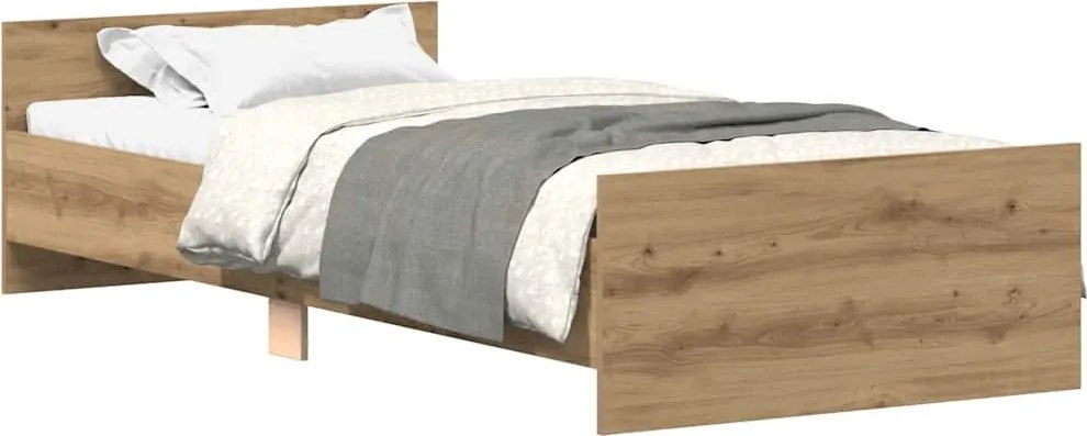 vidaXL kézműves tölgy szerelt fa ágykeret matrac nélkül 100x200 cm