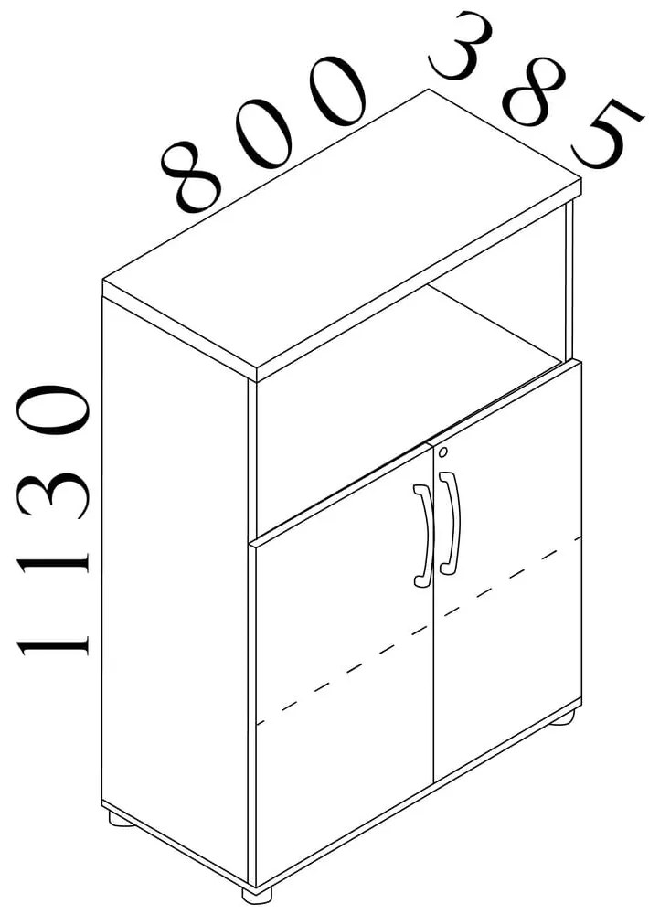 Visio LUX közepes szekrény 80 x 38,5 x 113 cm, dió