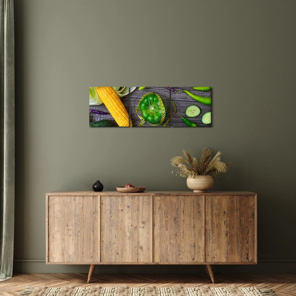 Zöldség képe (órával) (90x30 cm)