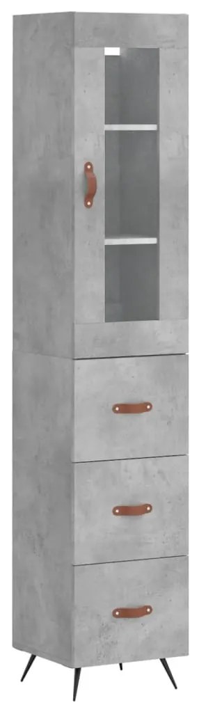 Betonszürke szerelt fa magasszekrény 34,5x34x180 cm