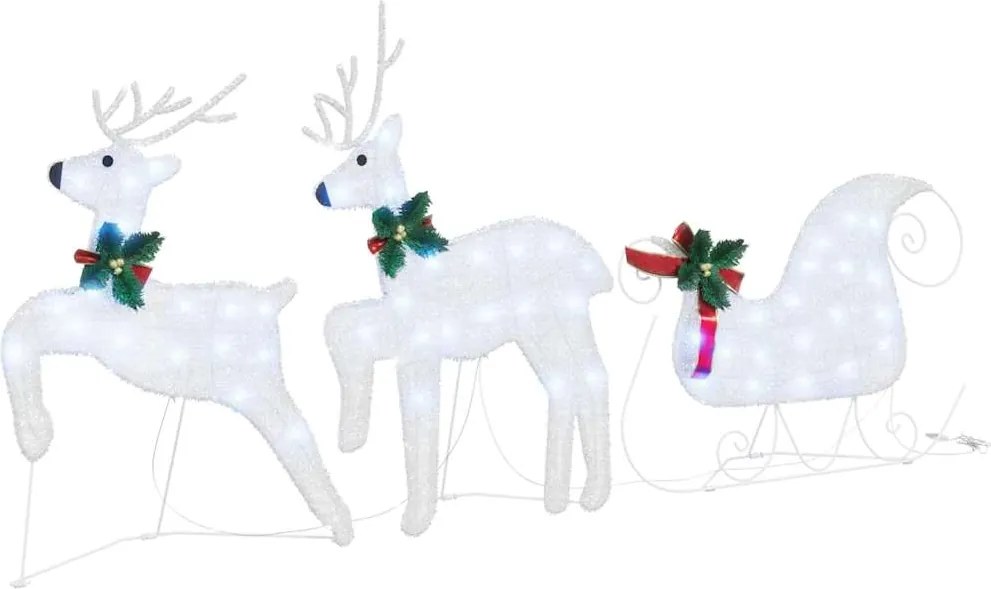 vidaXL LED Rénszarvasok 3 pcs Hideg Fehér szövet