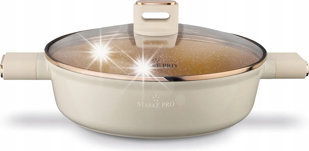 Serpenyő Mély Indukciós Nagy Fedő Starke Pro Starlet Beige 28 x 8 cm