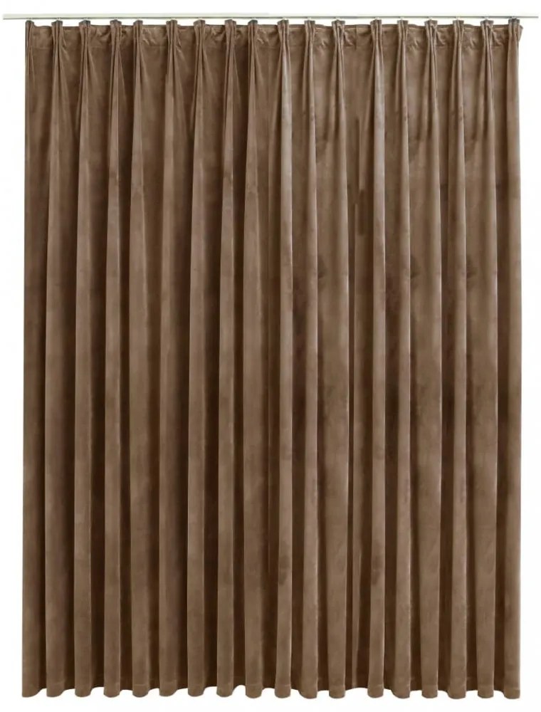 bézsszínű bársony sötétítőfüggöny kampókkal 290 x 245 cm