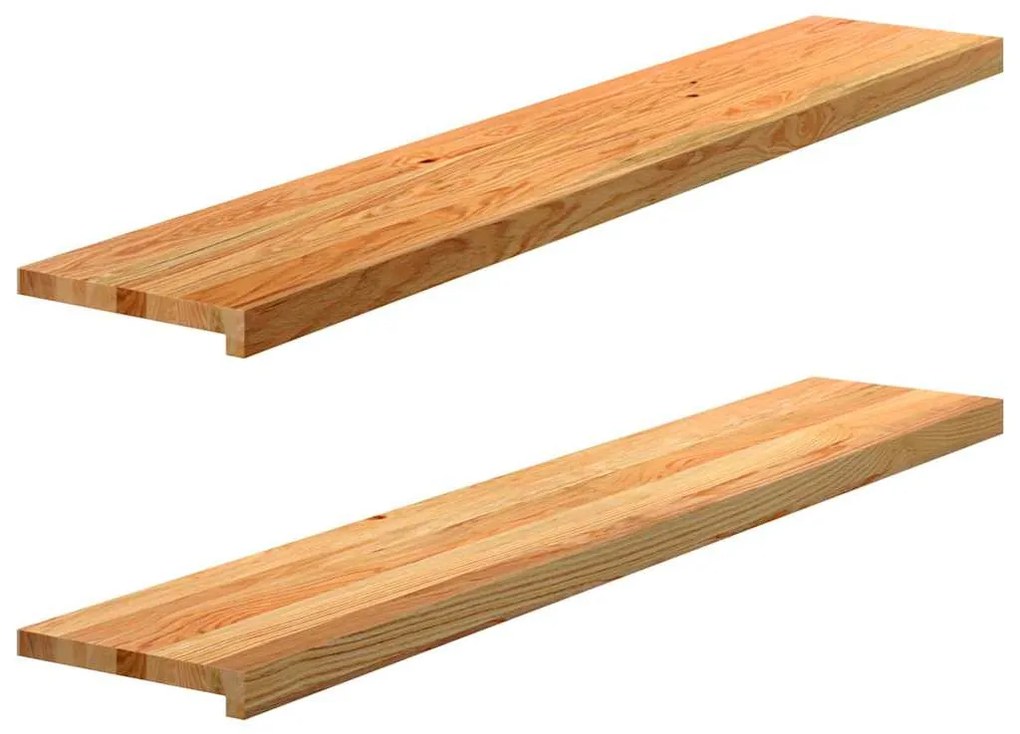 ablakpárkányok 2 db világosbarna 140x30x2 cm tömör fa tölgyfa