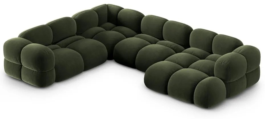 Zöld bársony sarokkanapé (bal oldali-U alakú) Loretto – Cosmopolitan Design