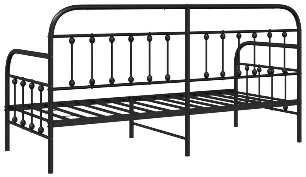 Fekete napaliágykeret 80x200 cm acél