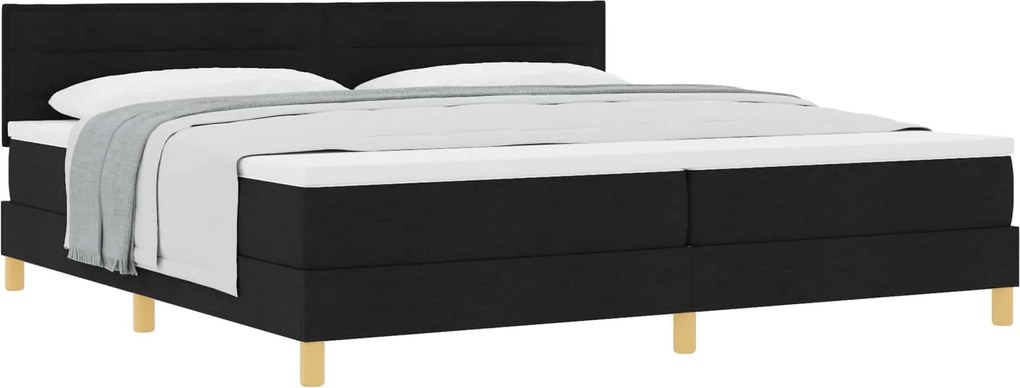 vidaXL Boxrugós ágy matracmal fejtámlával Fekete 200 x 200 cm szövet