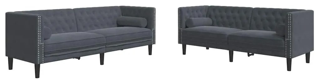Kanapé Szett 2 pcs Sötétszürke Bársony