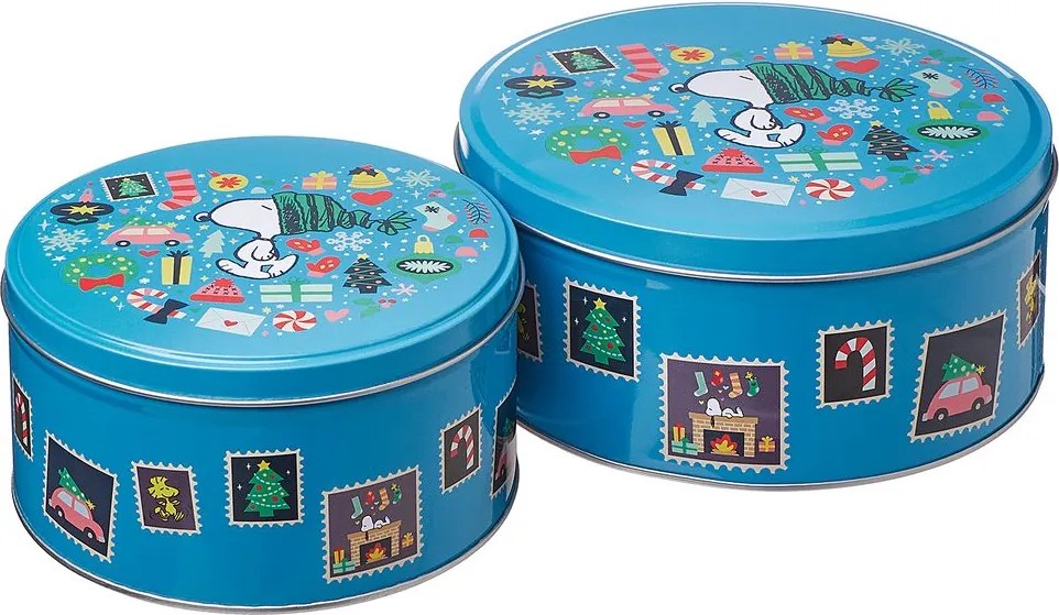 PEANUTS fém tárolódoboz, Snoopy karácsonya Ø 13,5 cm