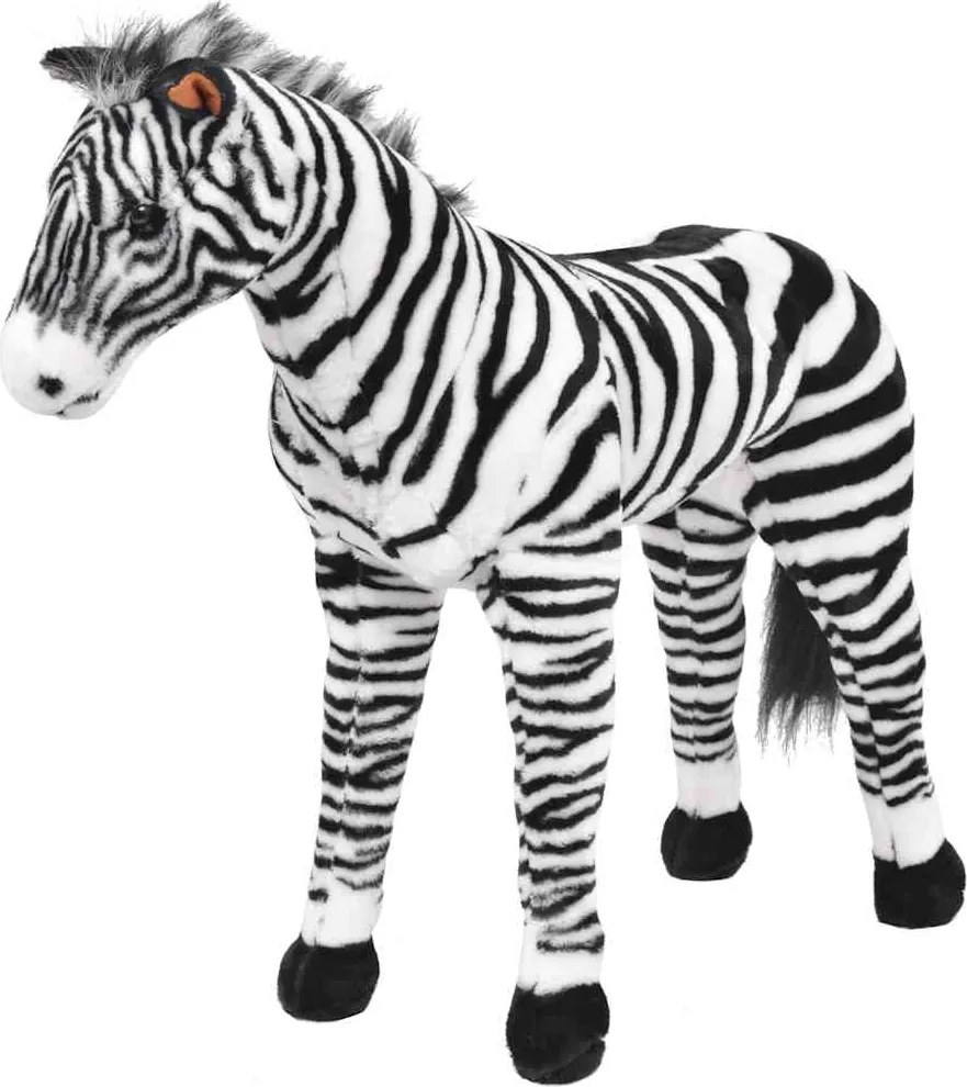 vidaXL fekete-fehér álló zebra plüssjáték XXL