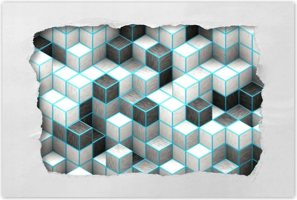 Poszterek 120x80 Kockák türkizkék