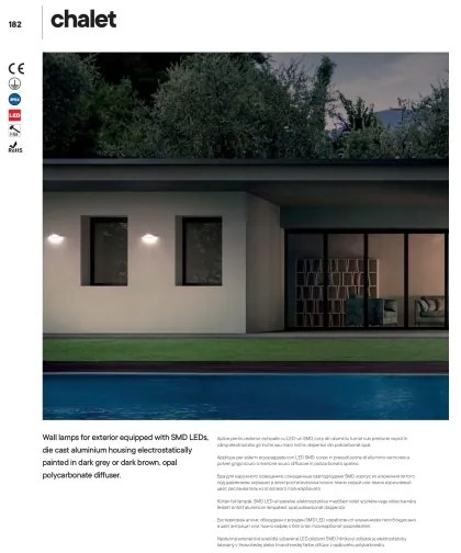 Redo 90002 - LED kültéri fali lámpatest CHALET LED/8W/230V IP54