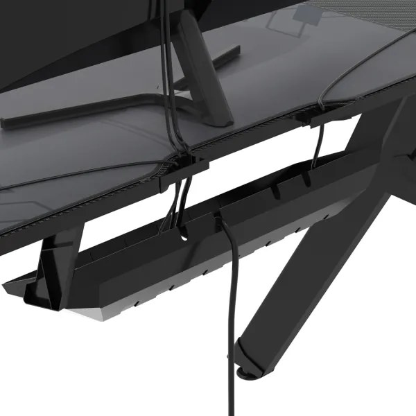 Gaming asztal FALCON LED RGB háttérvilágítással 156x60 cm fekete