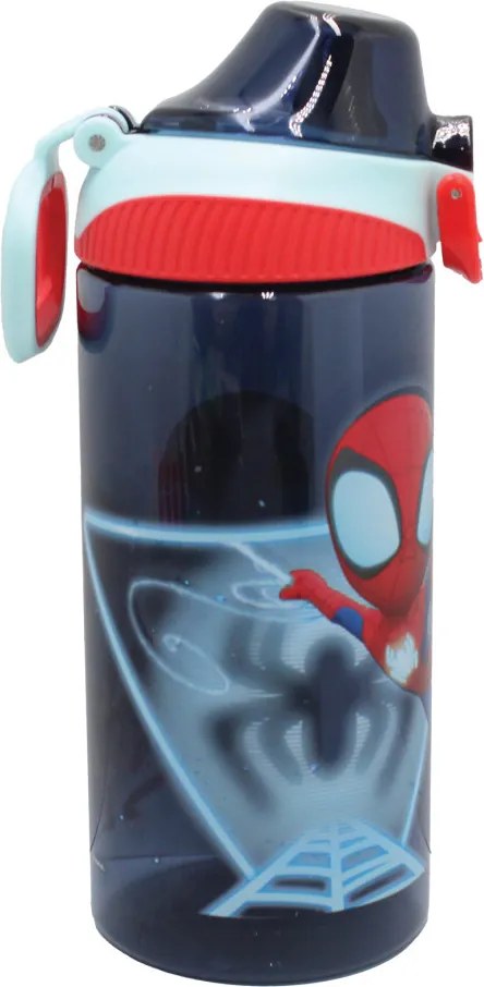 Pókember Spidey Web műanyag szívószálas kulacs akasztóval 450 ml