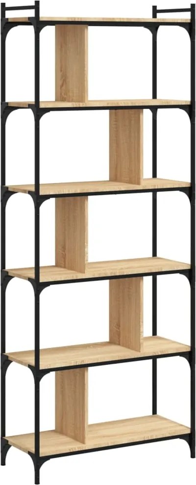 vidaXL 6 szintes sonoma tölgy színű fa könyvespolc 76 x 32 x 192 cm