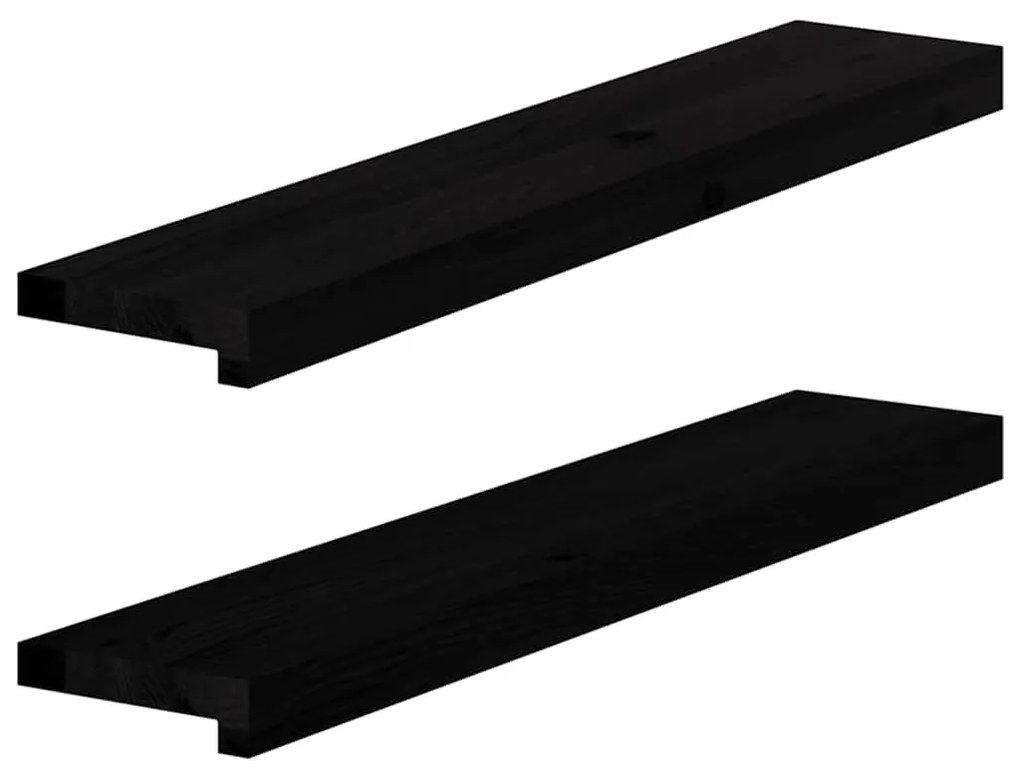 ablakpárkányok 2 db sötétbarna 80x15x2 cm tömör fa tölgyfa