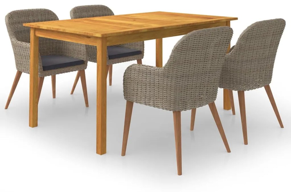 vidaXL 5 részes barna kerti étkezőgarnitúra