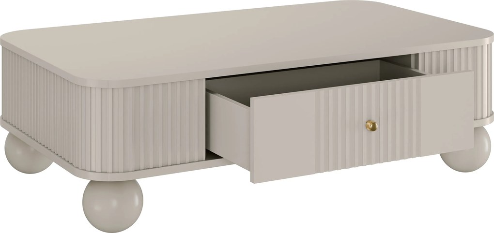 Vesper dohányzóasztal 103x60 cm fiókkal – kasmír arany fogantyúkkal, gömb lábakkal