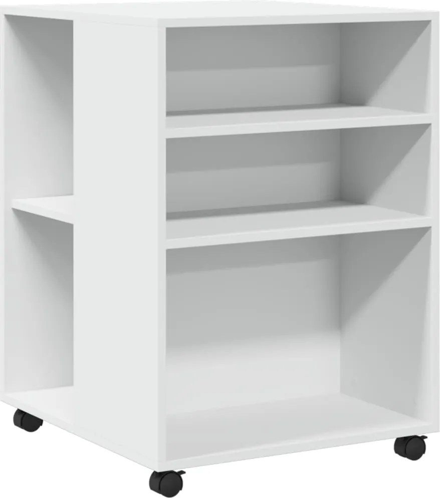 vidaXL fehér szerelt fa kisasztal kerekekkel 55 x 60 x 78 cm