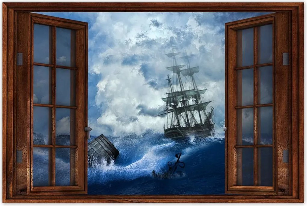 Poszterek 90x60 Vihar Tenger Hajó Tájkép