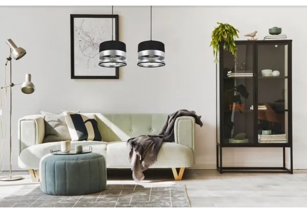 Csillár zsinóron MILO 2xE27/60W/230V ezüst/fekete