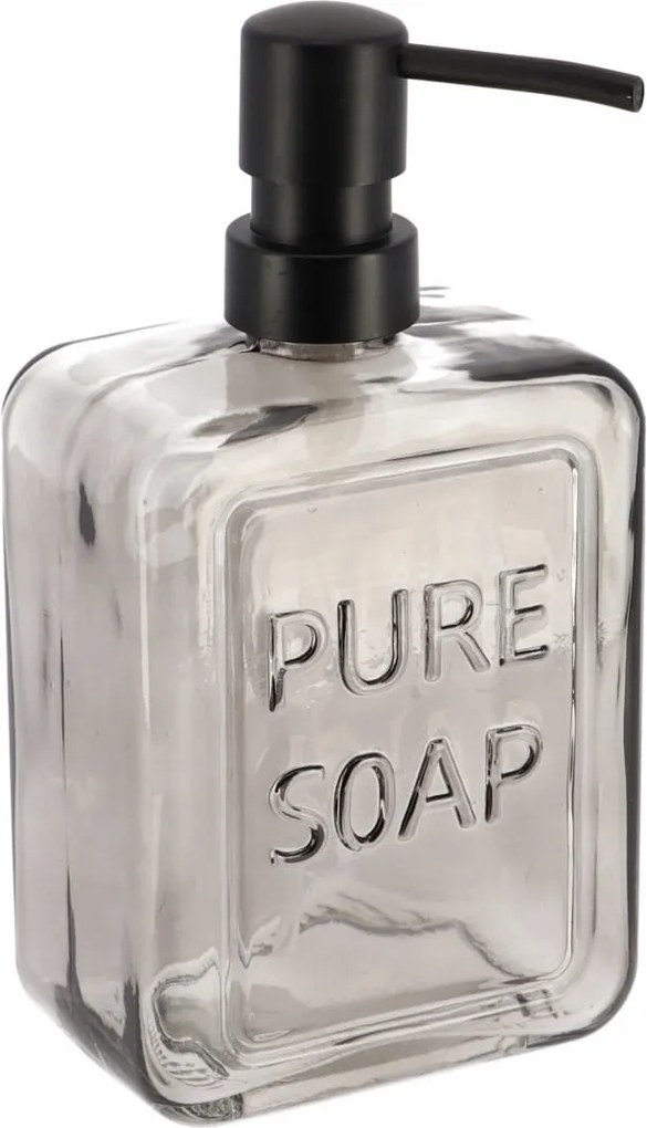 Szappanadagoló 550 ML Üveg Átlátszó Szürke, Pumpás Fürdőszobai