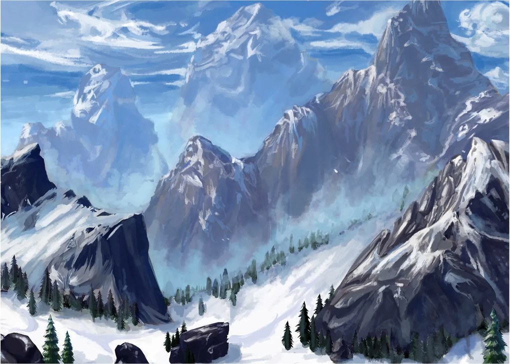Kép - Festett hegyek (70x50 cm)
