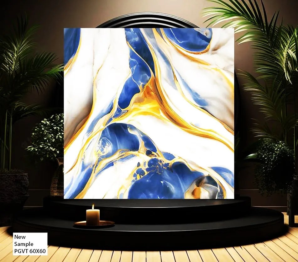 12 Db Királyi Márvány Dekor Lap Falpanel Falra 60 X 60 Cm Fényes Vízálló Felülettel Fekete - Sárga Örvény