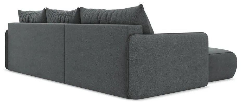 Szürke kinyitható-tárolóhelyes sarokkanapé (bal oldali) Nanea – Makamii