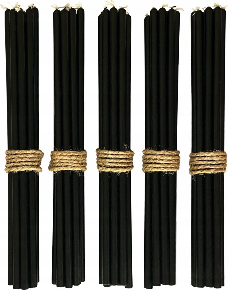 Fekete rituális gyertya mágikus viasz hosszú сienkie 35min 20cm 50db