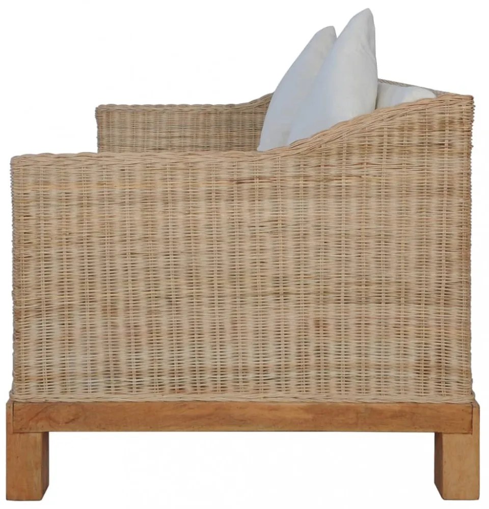 2 részes természetes rattan kanapészett párnákkal
