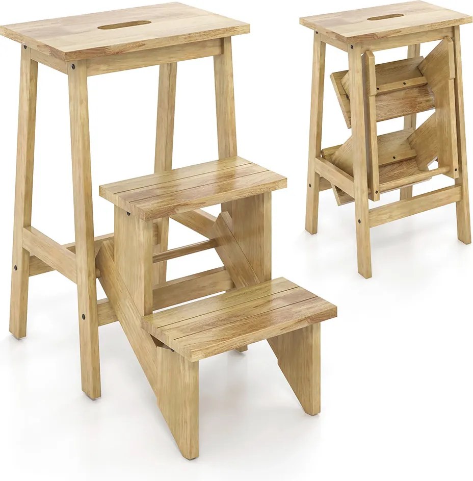 Összecsukható 3 fokos fellépő, natúr