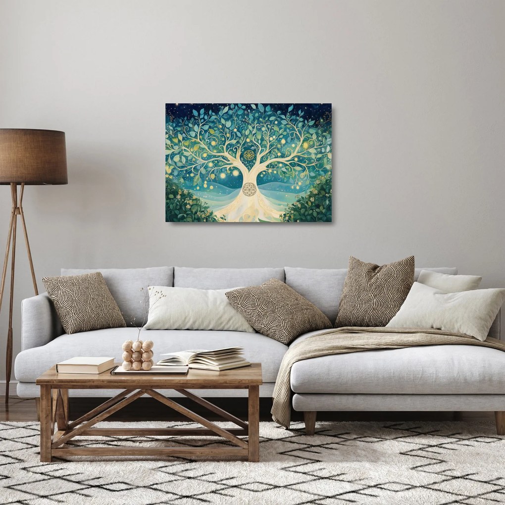 Üveg kép – Mágikus fa spirálokkal (70x50 cm)
