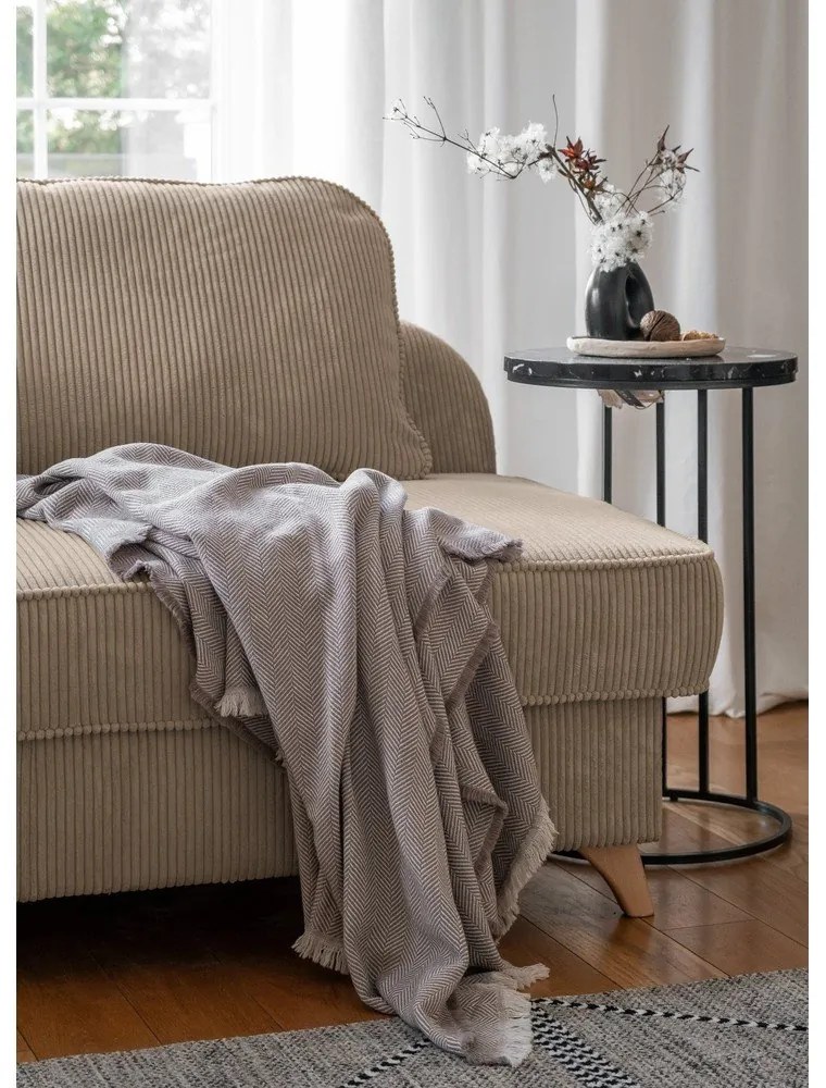 Szürkésbarna kordbársony heverő (bal oldali) Chic Charlotte – Miuform