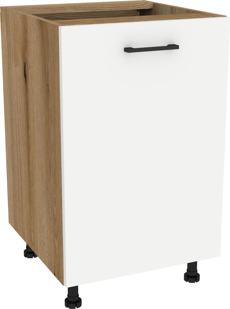 Konyhaszekrény alsó 50 Capri korpusz tölgy Evoke front fehér matt