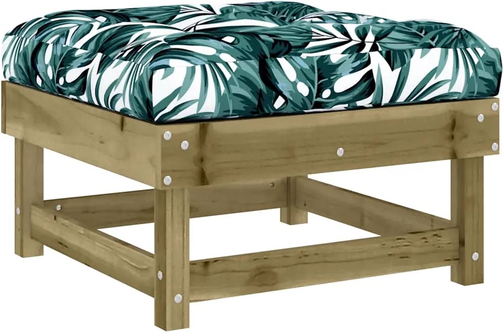 vidaXL impregnált fenyőfa kerti lábzsámoly párnával